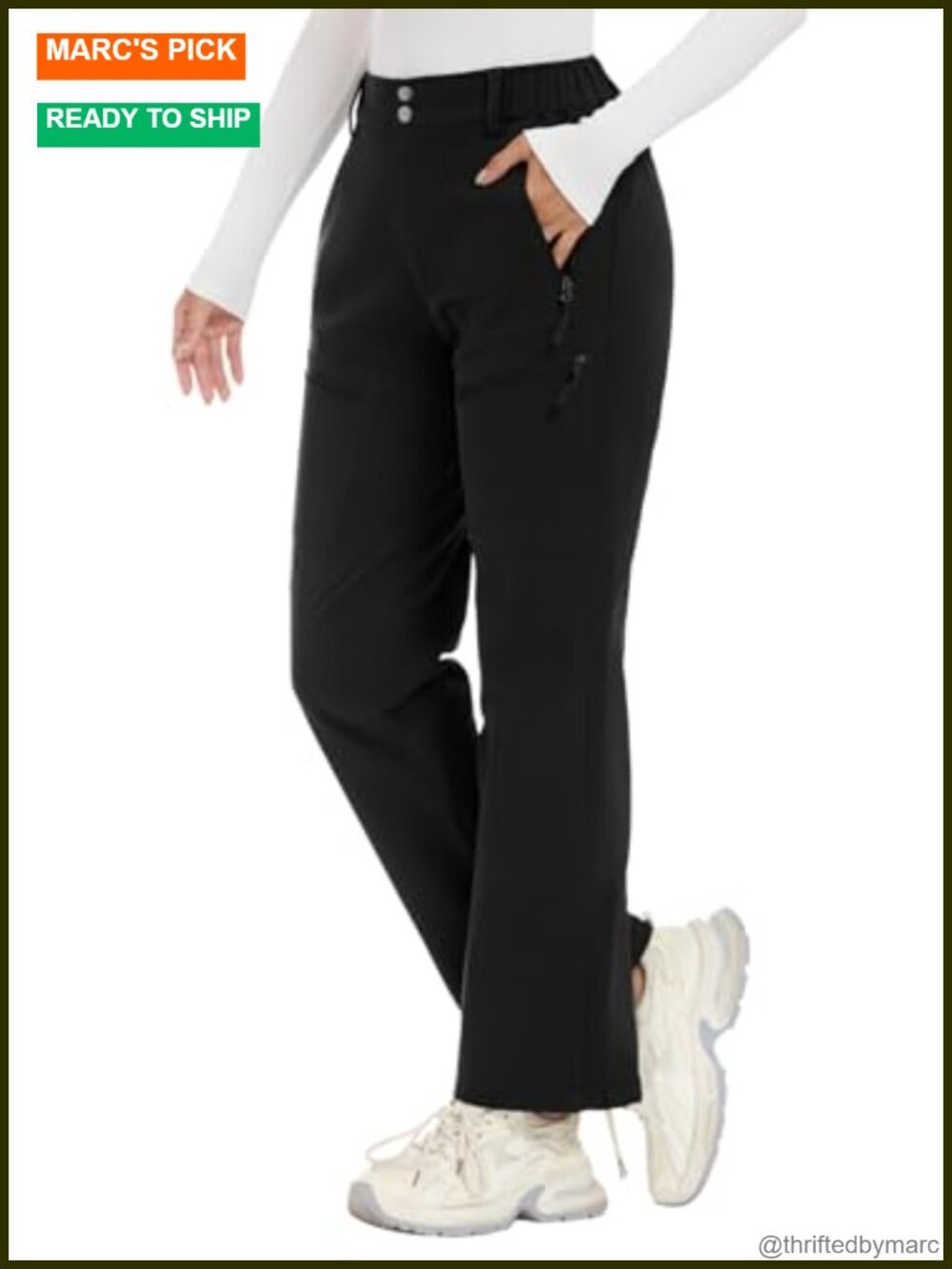 Fleece Lined Waterproof Insulated Snow Ski Pants Flare Wide Leg Winter
